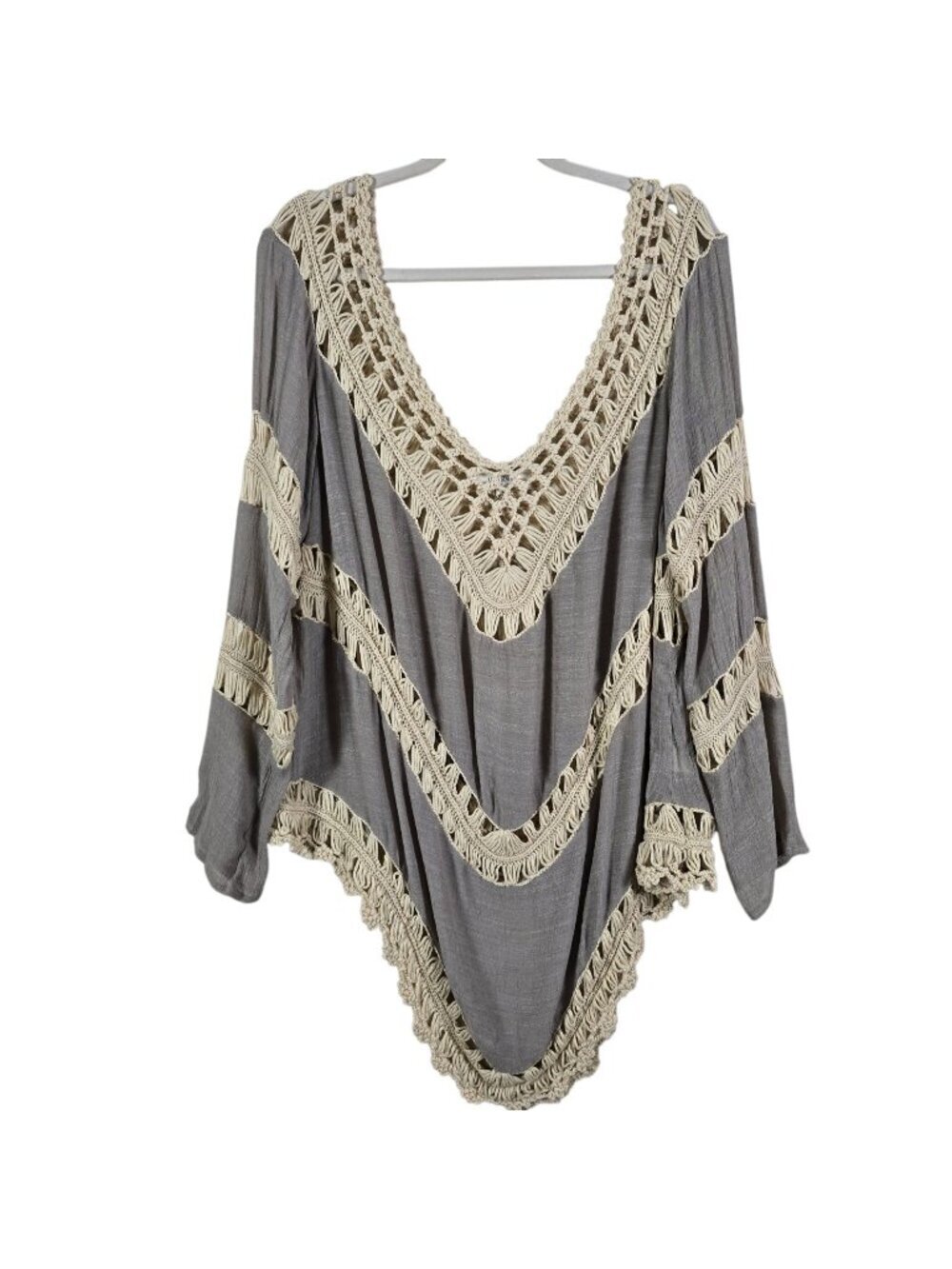 Umgee Womens Boho Crochet Macrame Oversized Beachy Festival Tunic Cover Up XL